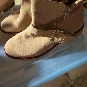 Elegant Beige Ankle Boots with Strap Detail